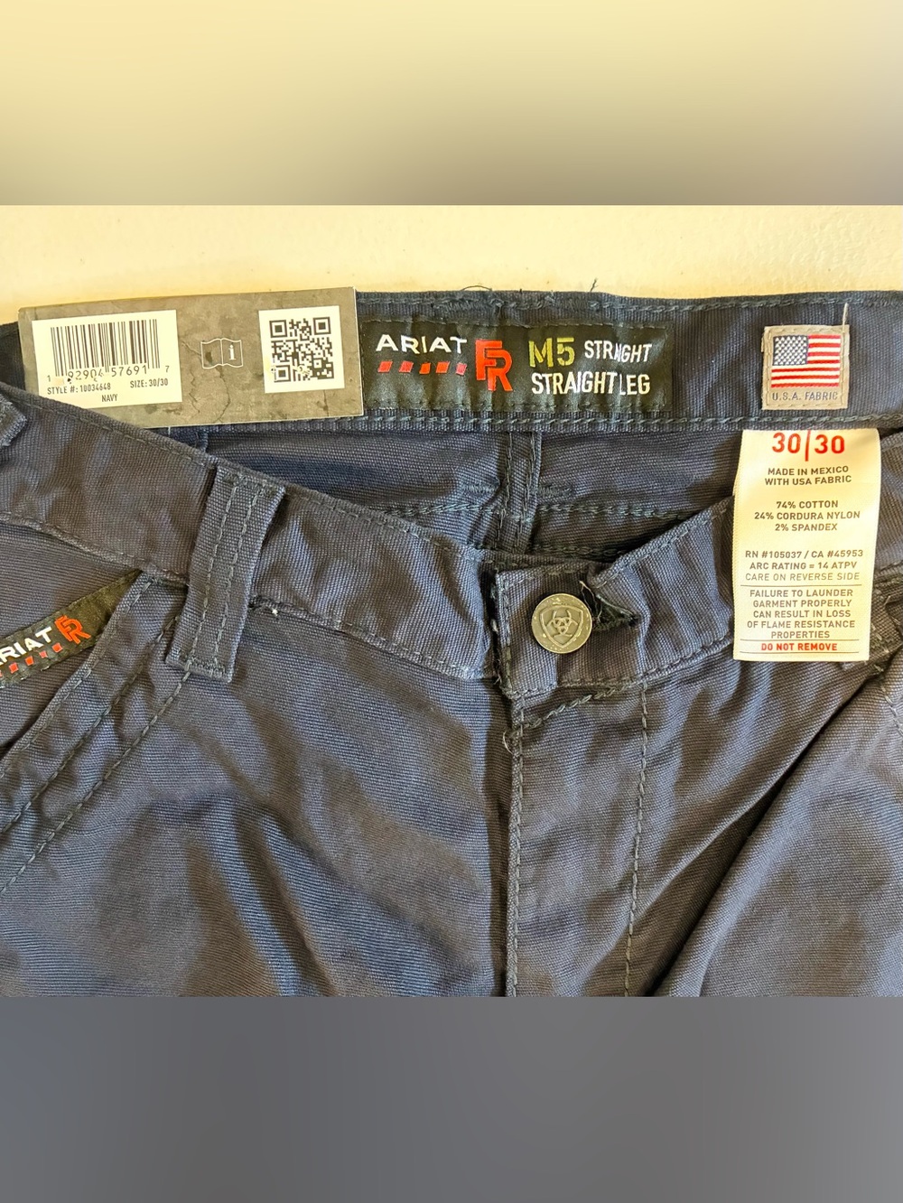 Ariat Men's Dark Navy FR M5 Stretch DuraLight Cordura Work Pants - Size: 30/30 - Picture 6 of 10